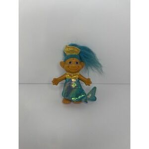 VTG NOS Mermaid Troll-Kins Doll 4.5 " Apsco Legend of the Troll-Kins Blue & Gold